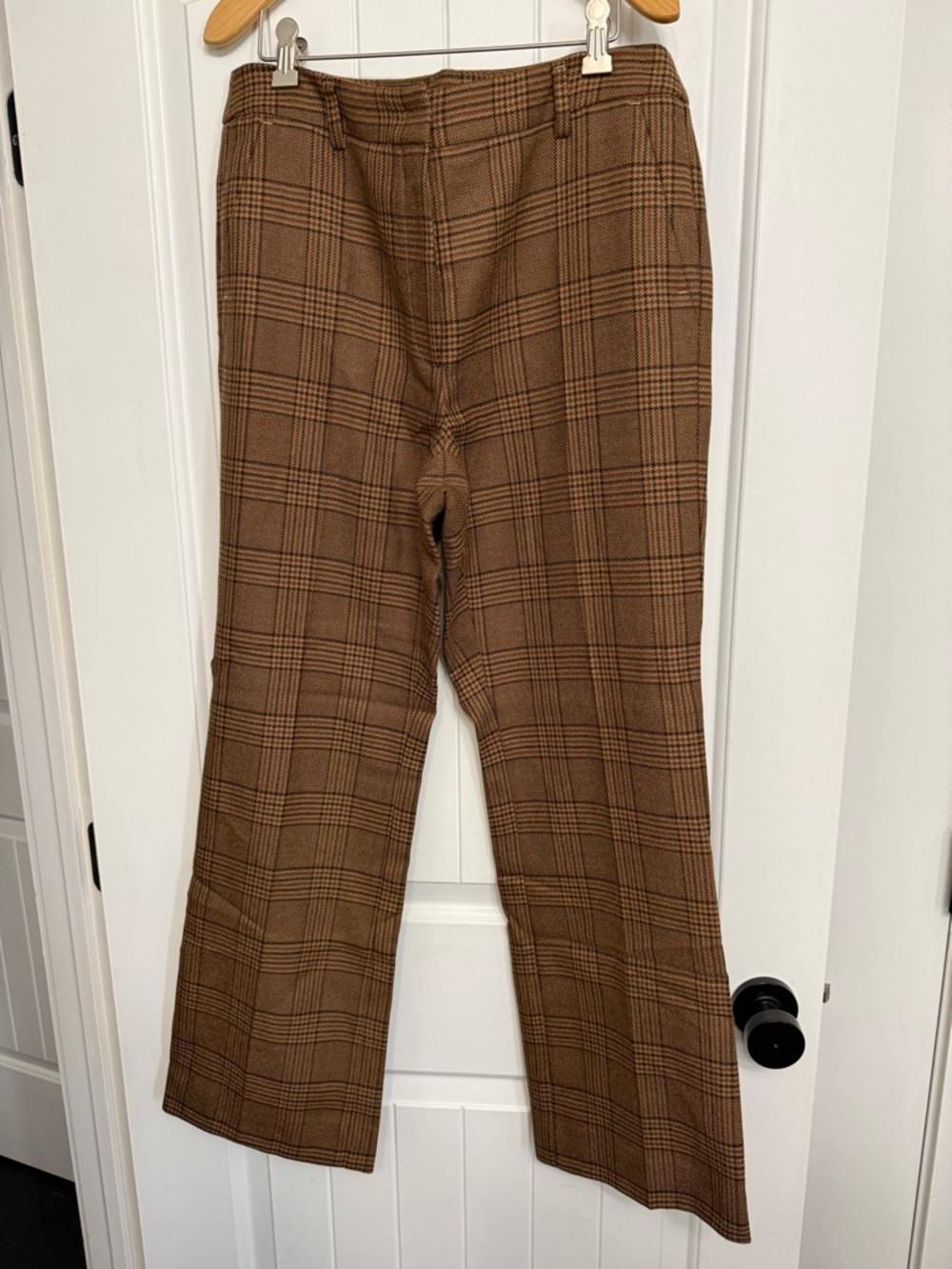 Weekend Max Mara Brown Plaid Straight-Leg Pants